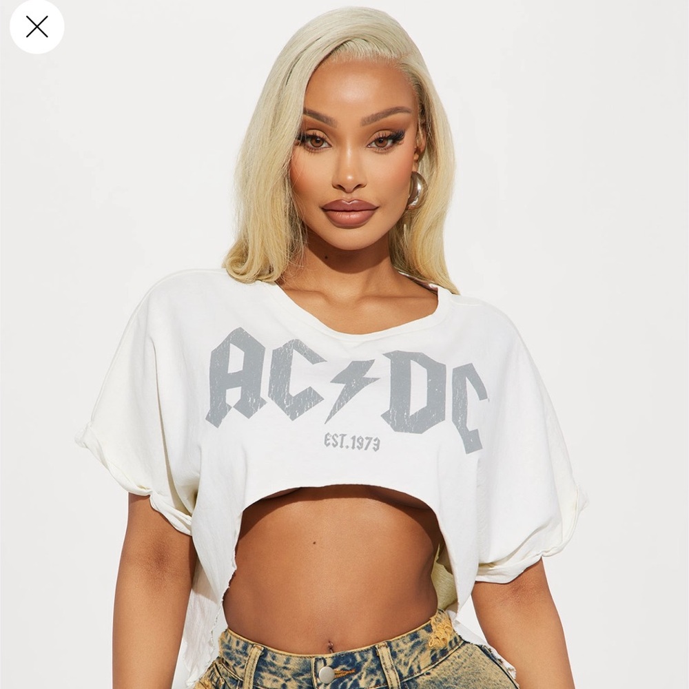 Fashion Nova AC/DC Graphic Crop Top Brand New
